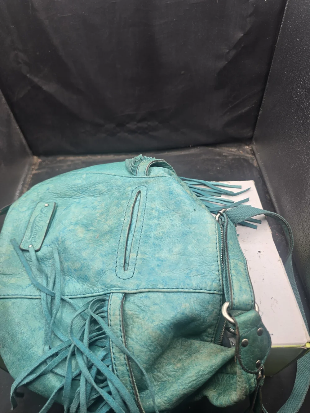 Lucky Brand Teal Fringe Hobo Shoulder Bag